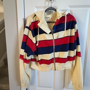 Free People stripped zip sweatshirt